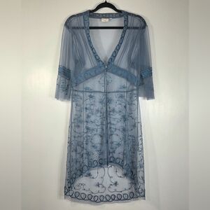 NATAYA AGE OF LOVE SHEER EMBROIDERED DUSTER ROBE.